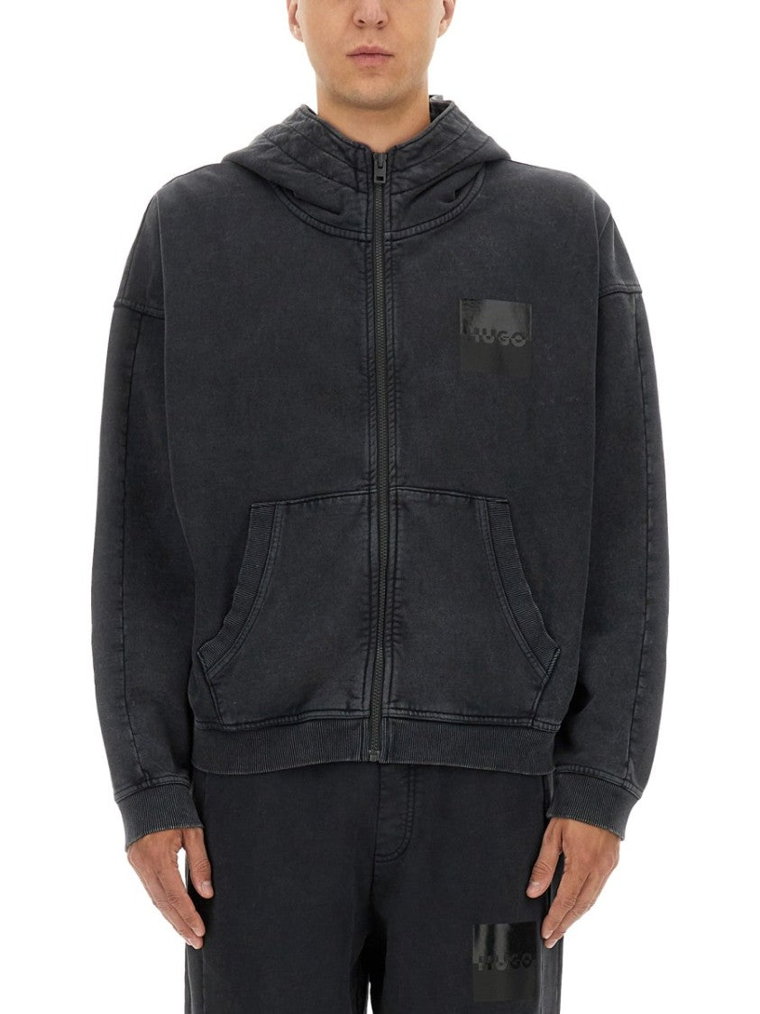 Hugo Full-Zip Hoodie With Relaxed Fit And Tonal Stitching
