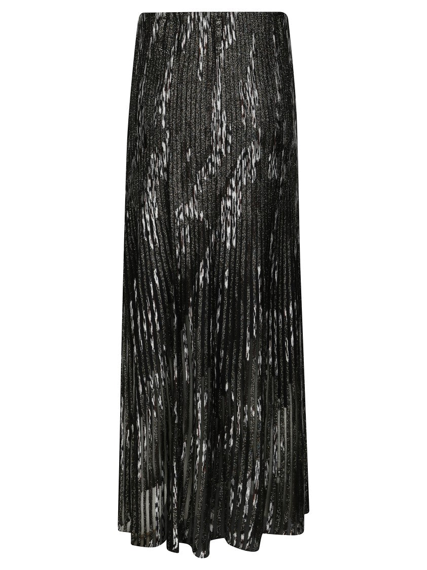 Missoni Pleated Long Skirt With Shimmering Texture And Dynamic Pattern