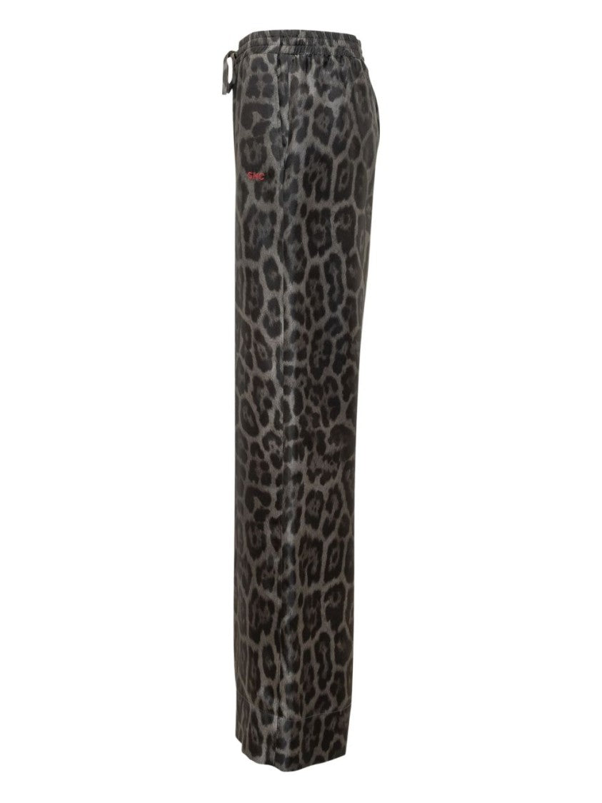 Stella Mccartney Leopard Print Silk Trousers With Drawstring Waistband