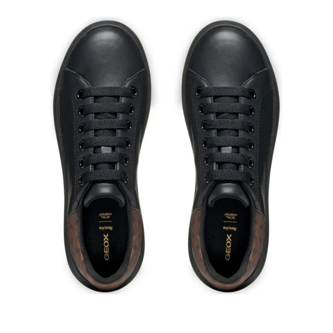 Geox Spherica Leisure Black Leather Sneakers