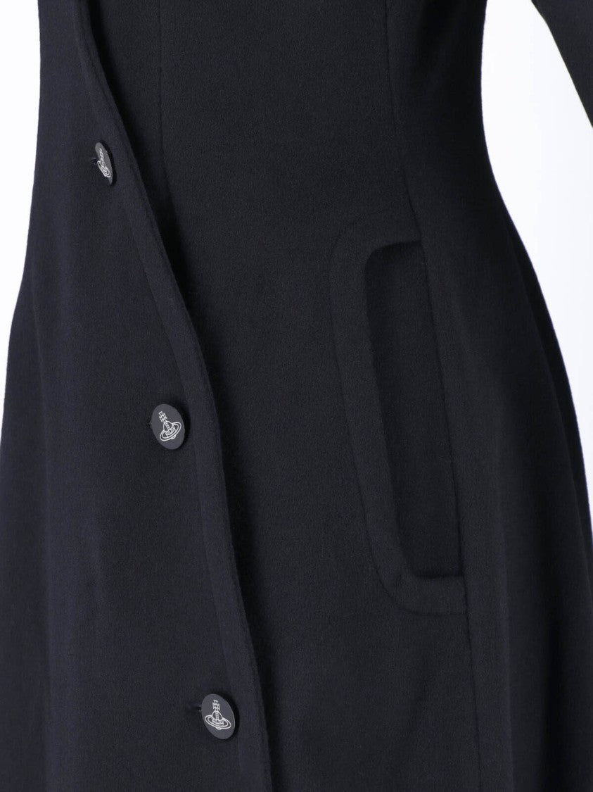 Vivienne Westwood Black Breeze Asymmetrical Flared Wool Cashmere Coat