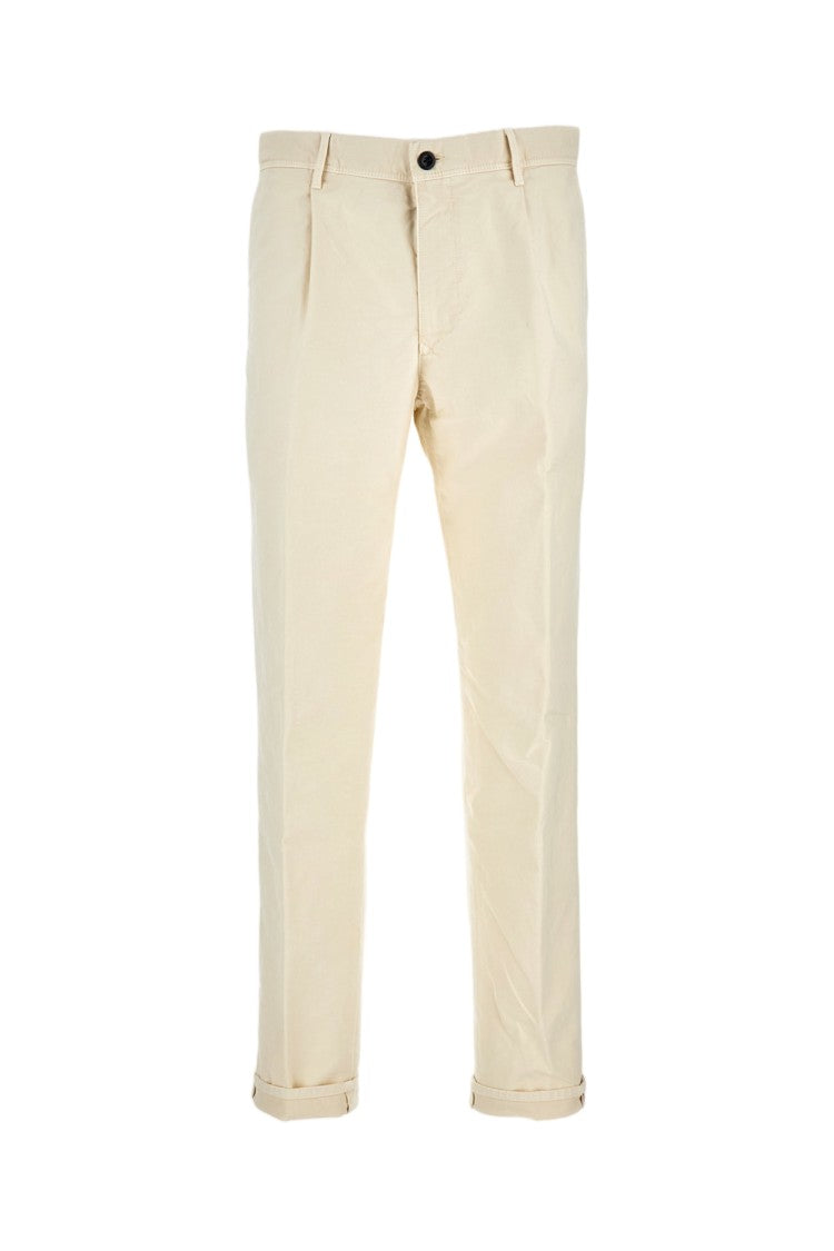 Incotex Cropped Cream Tailored Trousers With Minimalist Design