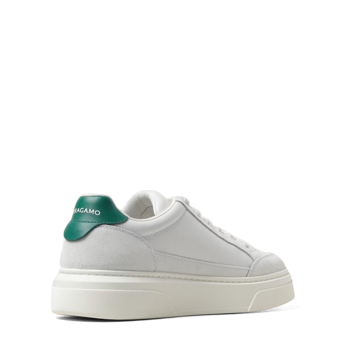 Ferragamo White Leather Sneakers With Textured Accents