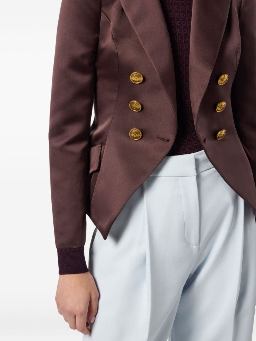 Elisabetta Franchi Double-Breasted Tailored Jacket With Gold-Tone Buttons