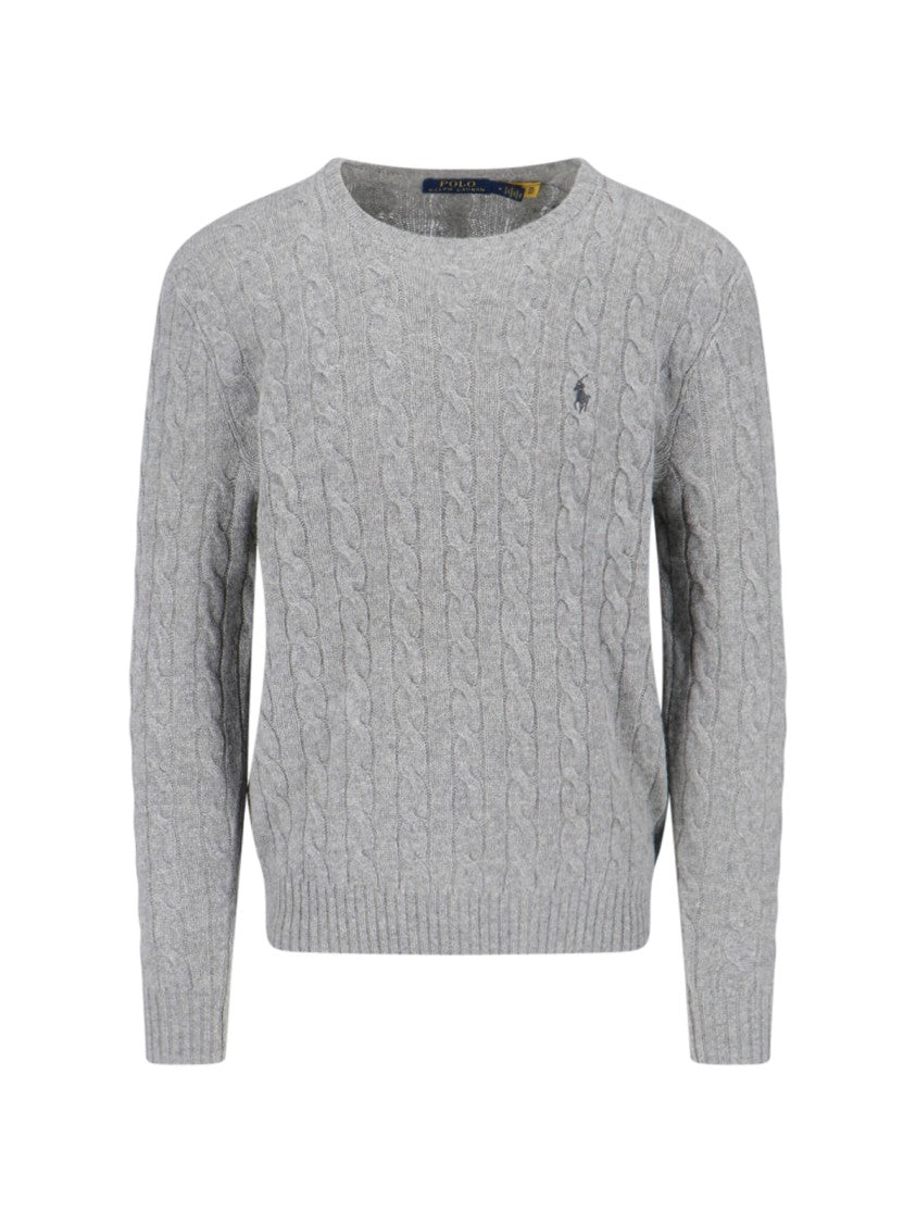 Polo Ralph Lauren Grey Cable-Knit Wool-Blend Sweater