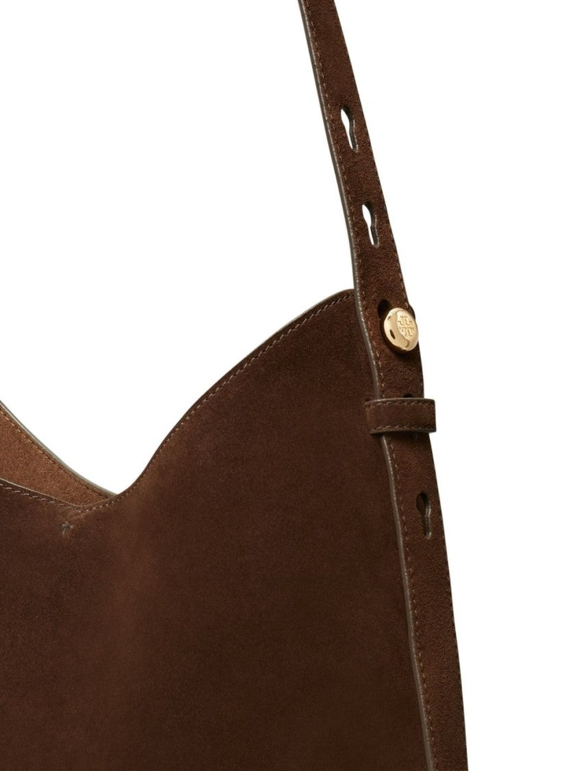 Tory Burch Spacious Brown Suede Shoulder Bag