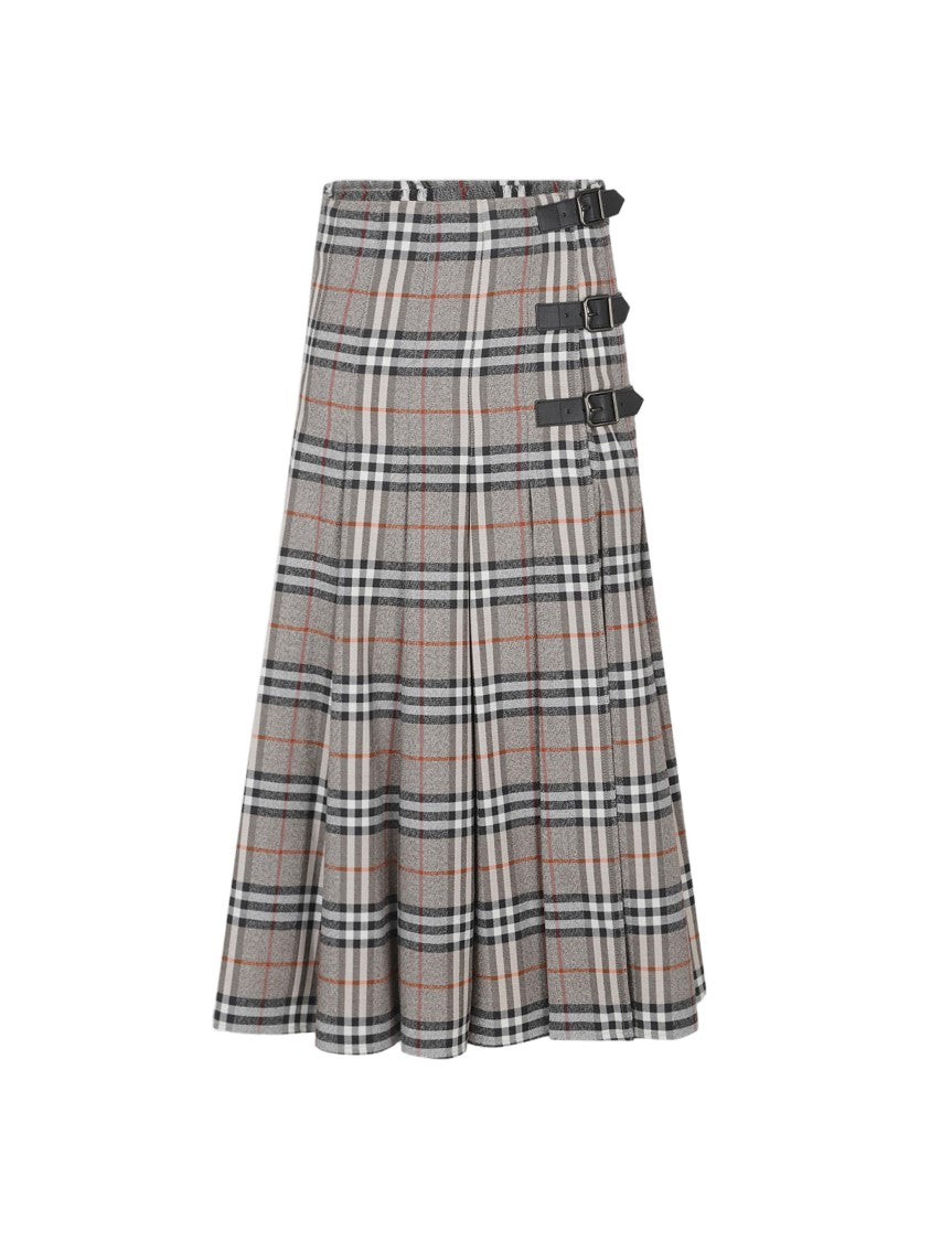 Burberry Classic Pleated Wool Midi Skirt