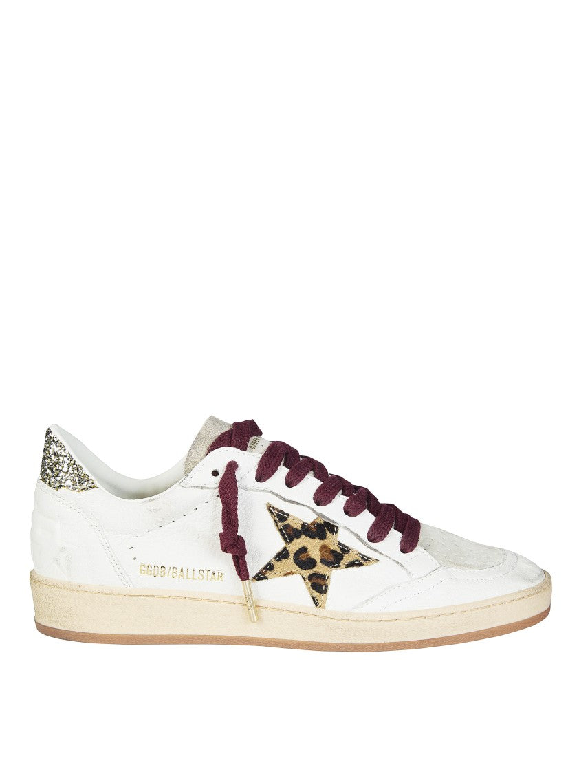 Golden Goose White Leather Leopard Suede Star Sneakers