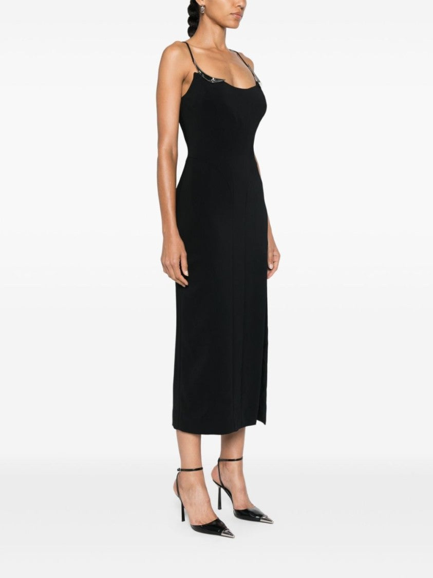 Mugler Mid-Length Black Stretch Dress