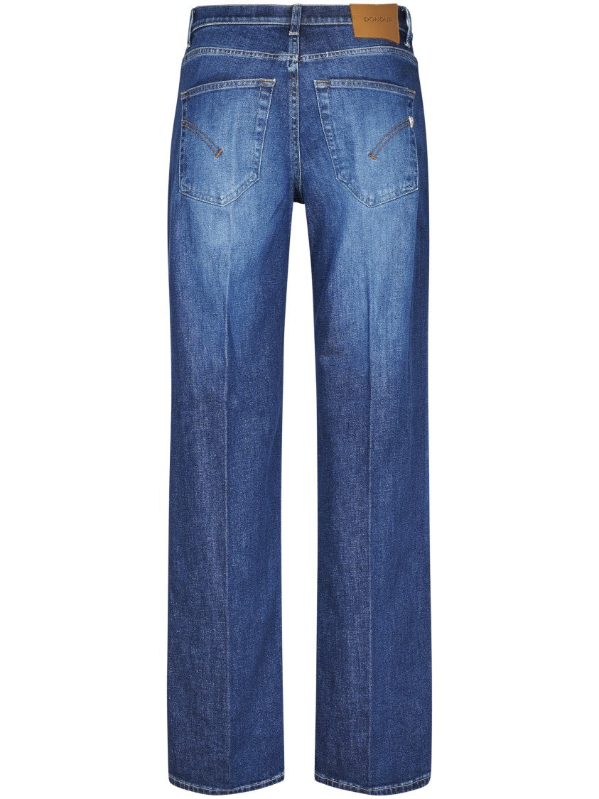Dondup Straight Leg Loose Fit Denim Trousers With Classic Five-Pocket Design