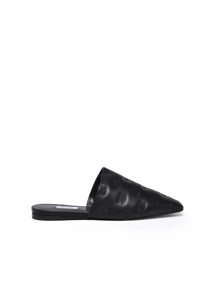 Max Mara Black Leather Martha Mules