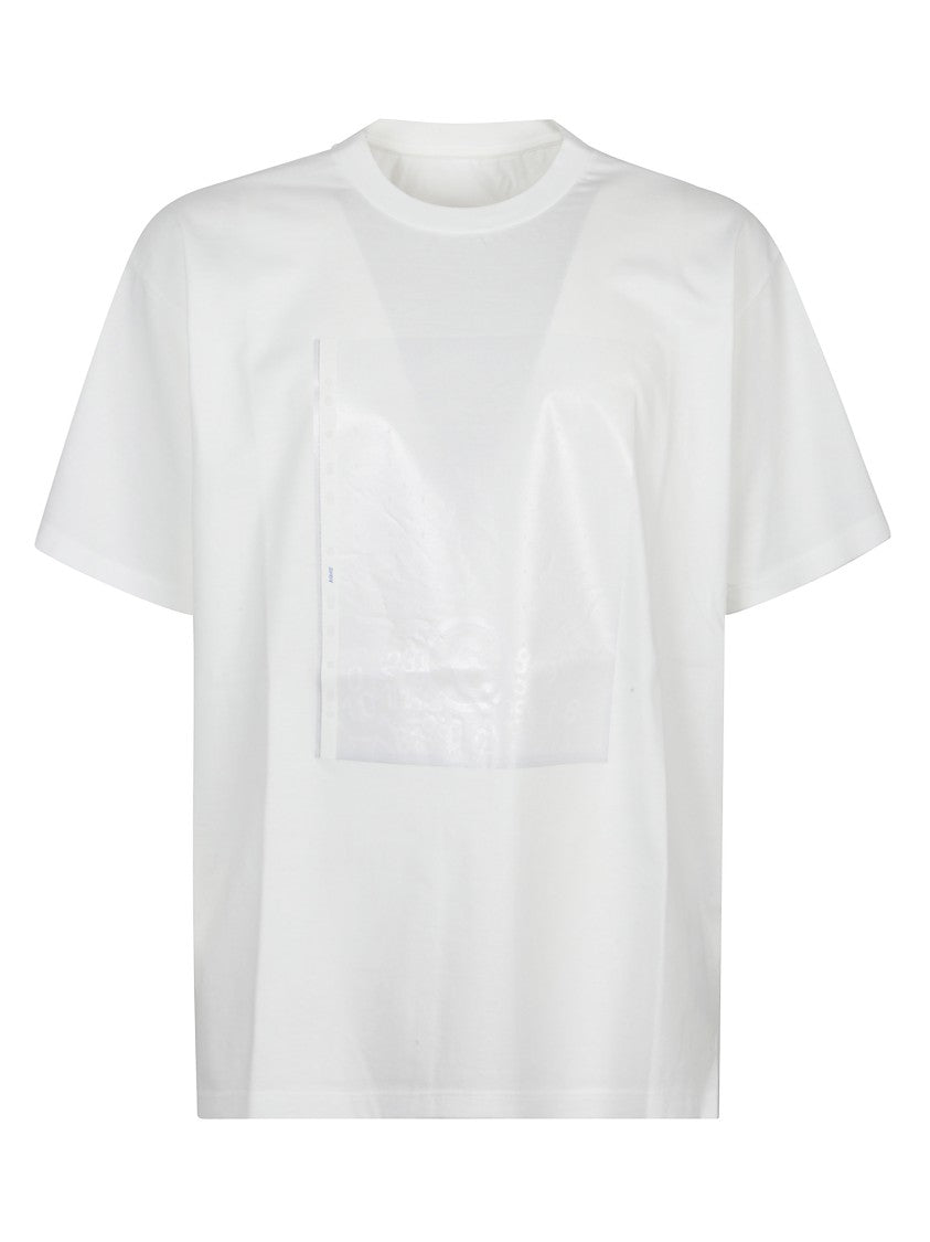 Mm6 By Maison Margiela White Cotton T-Shirt With Subtle Logo Print