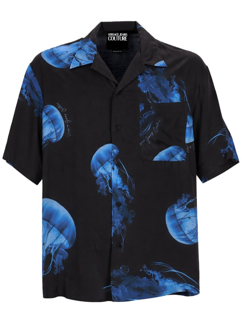 Versace Jeans Couture Black Jellyfish Print Casual Shirt