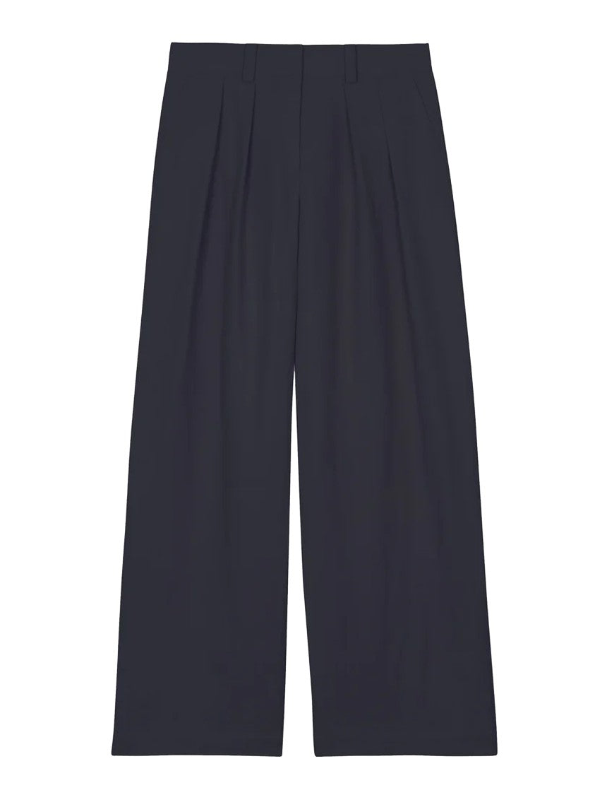 The Frankie Shop Daytona Pants In Navy Virgin Wool Blend