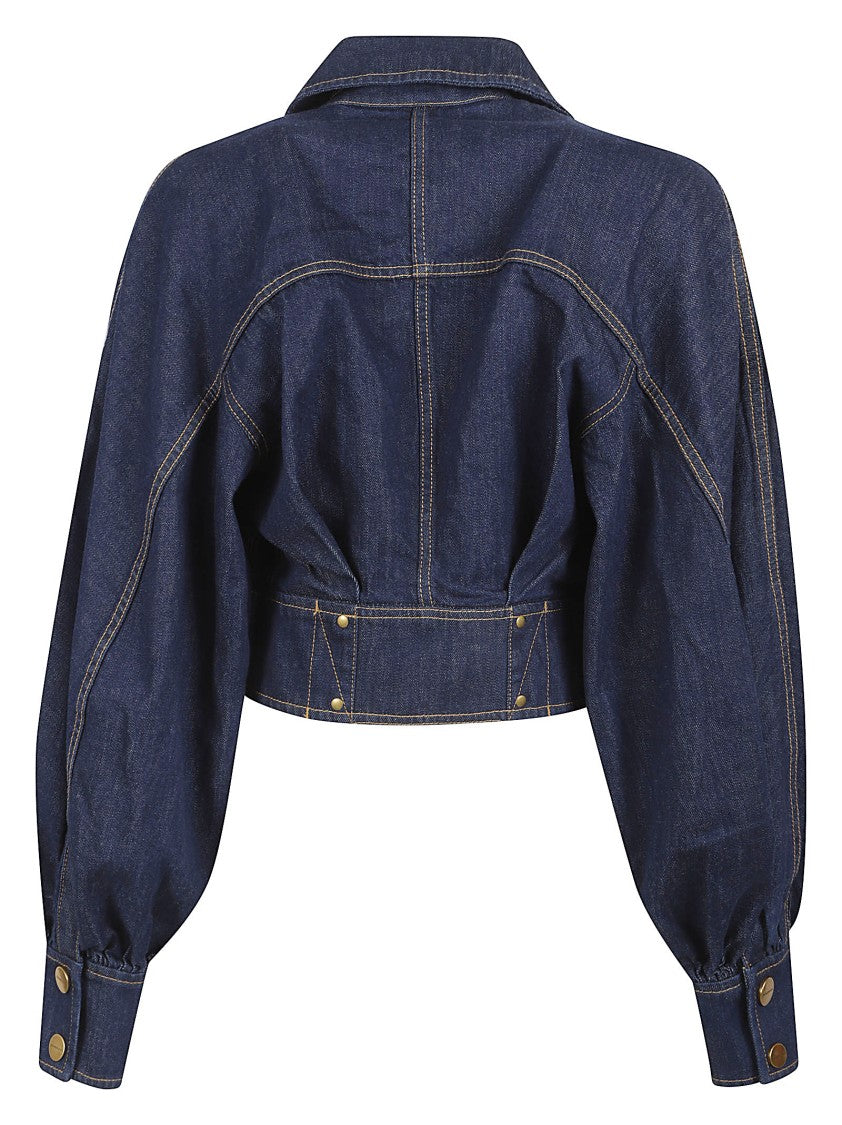 Zimmermann Cropped Denim Jacket With Structured Silhouette