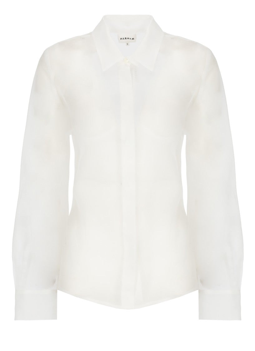 Parosh White Shake Silk Shirt
