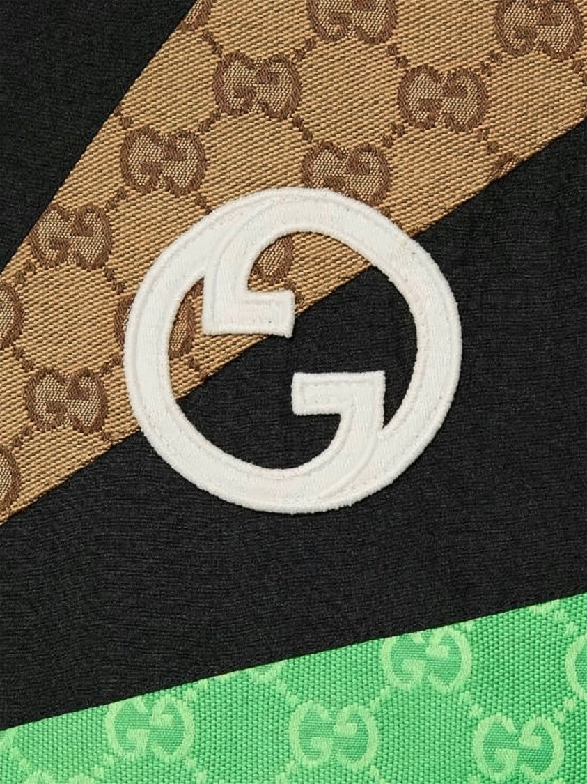 Gucci Geometric Panel Jacket With High Collar And Logo Patch