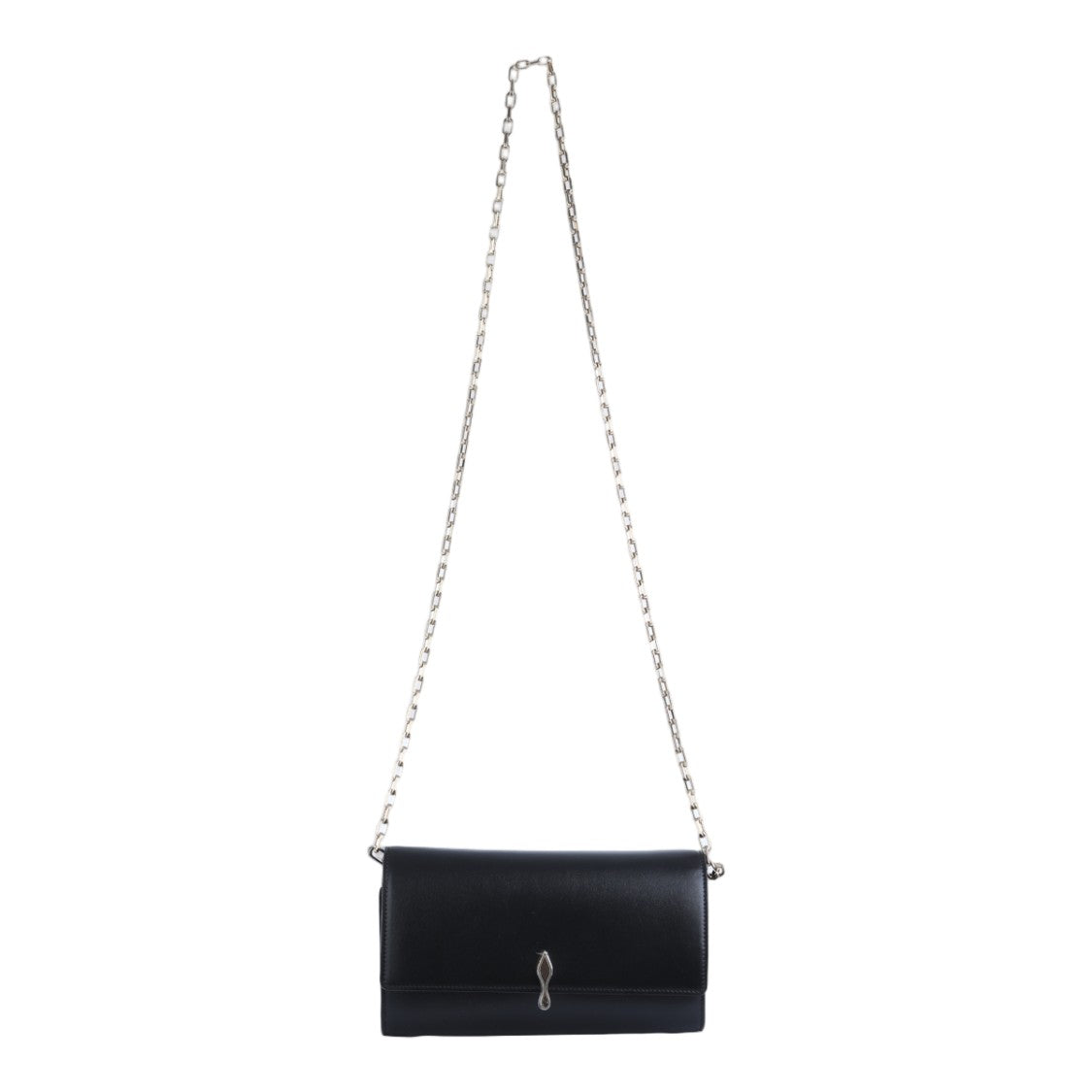 Christian Louboutin Rectangular Black Bag With Flap Closure And Chain Strap