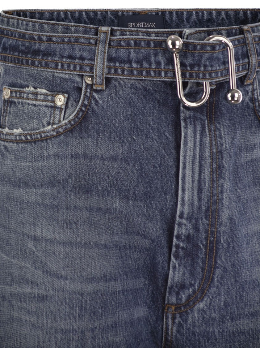 Sportmax Procida - Low-Waisted Oversize Denim Trousers