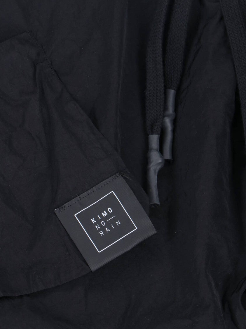 Kimono Rain Black No-Rain Waterproof Hooded Outerwear Parka