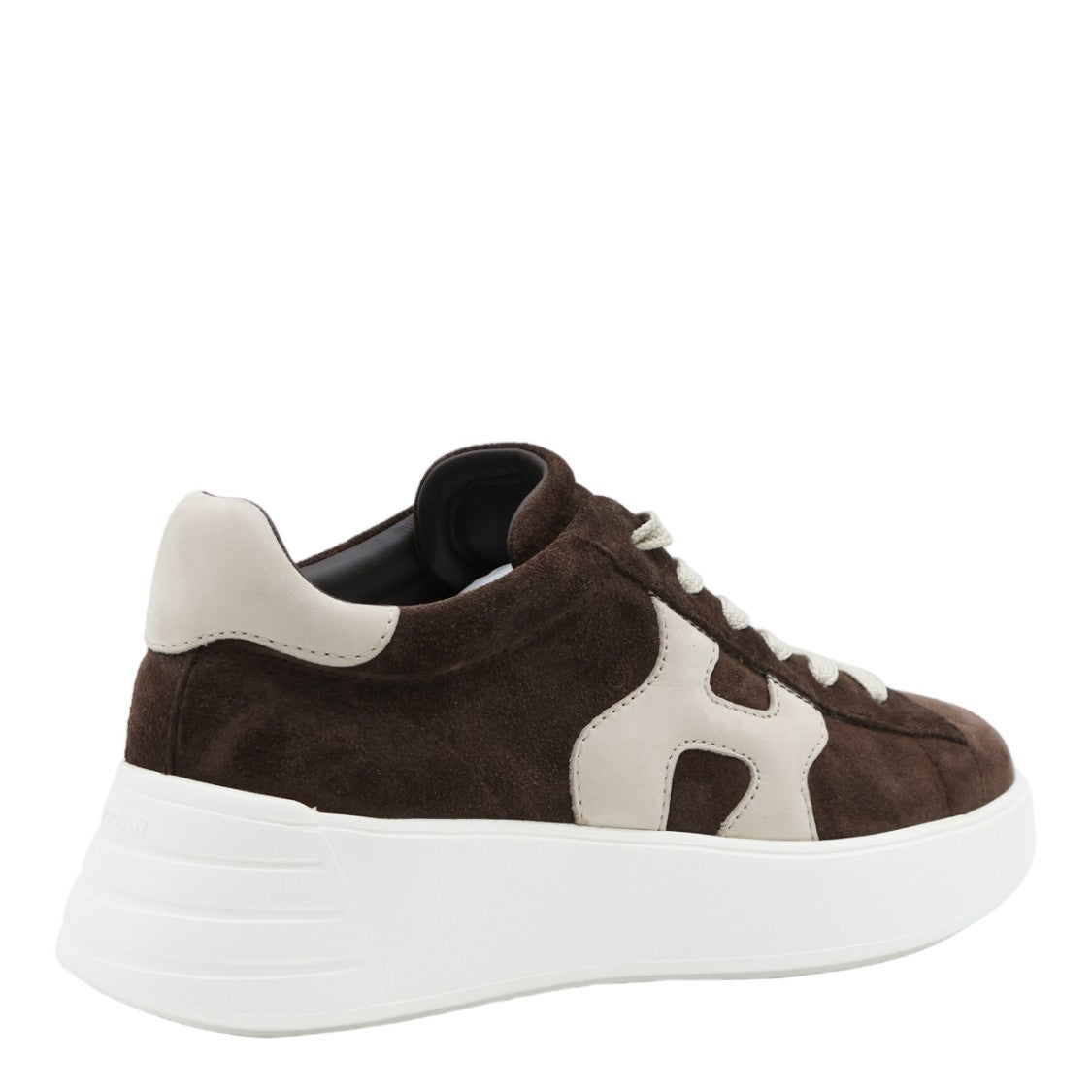 Hogan Dark Brown Suede Sneakers With Beige Accents