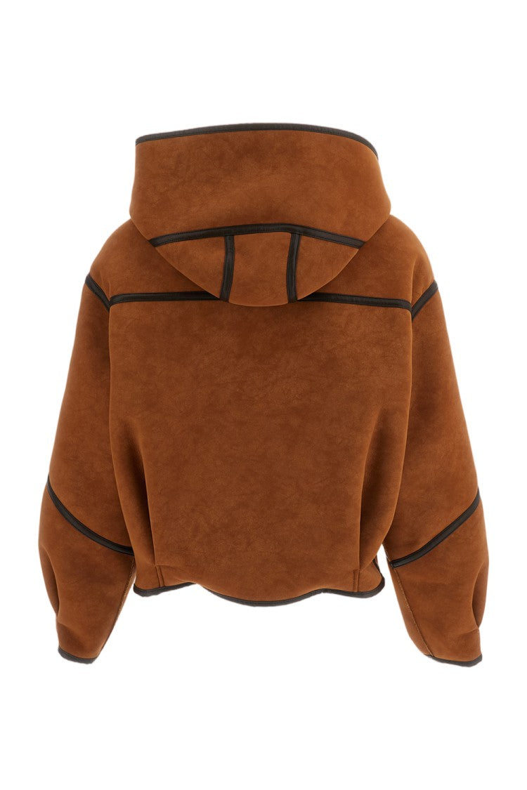 Stand Studio Brown Fia Hooded Toggle Faux Shearling Jacket