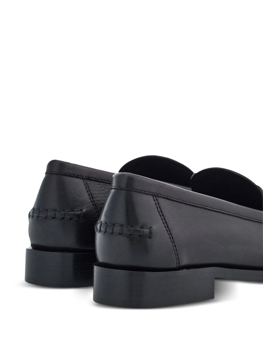 Salvatore Ferragamo Black Maryan 2 Vegetable-Tanned Leather Moccasins