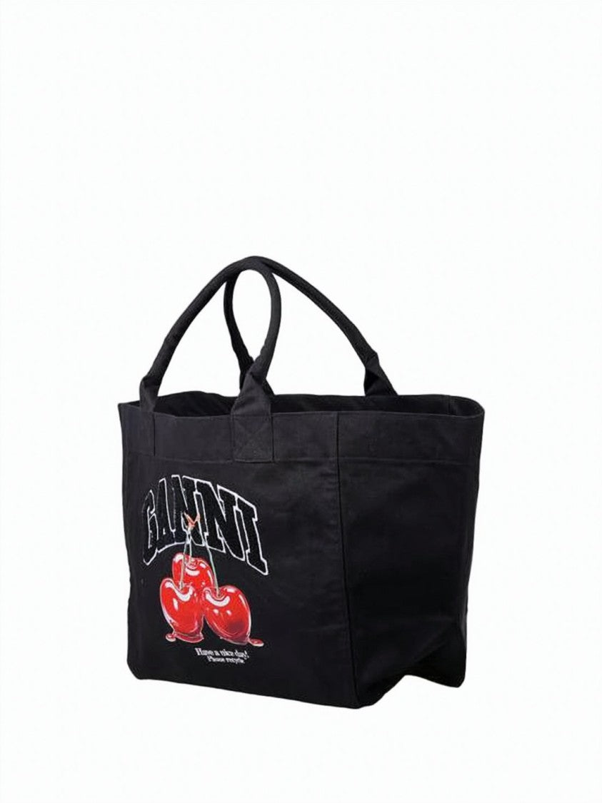Ganni Spacious Black Tote Bag