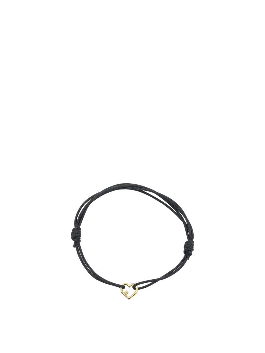 Aliita Heart-Shaped Brass Charm Bracelet With Adjustable Black Cord