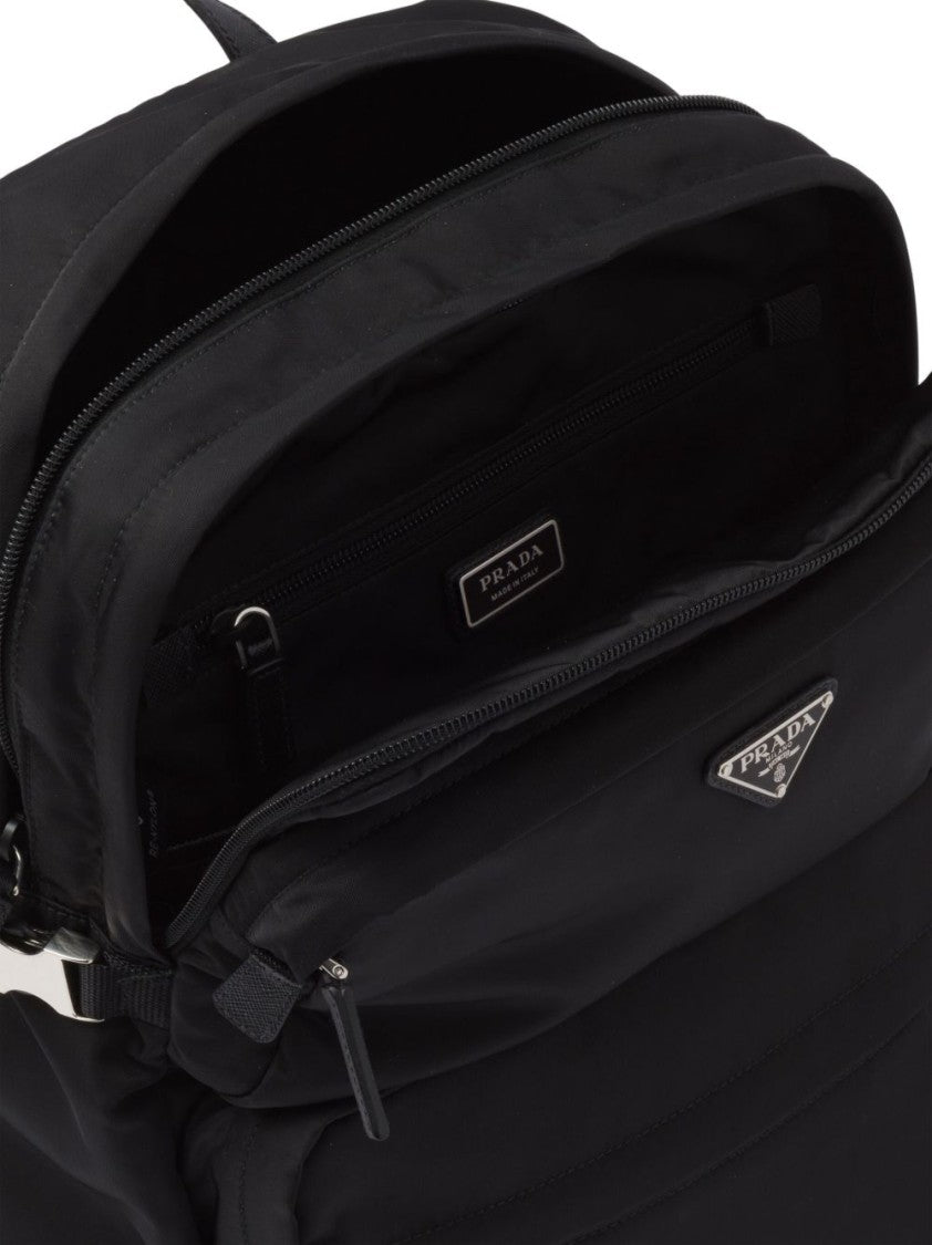 Prada Black Structured Zippered Compartments Backpack