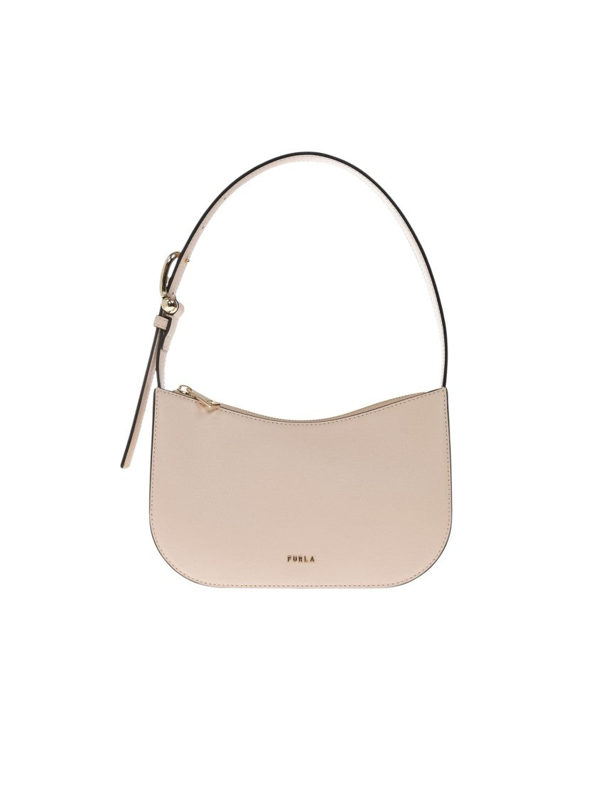 Furla Sleek Curved Leather Shoulder Bag With Adjustable Strap