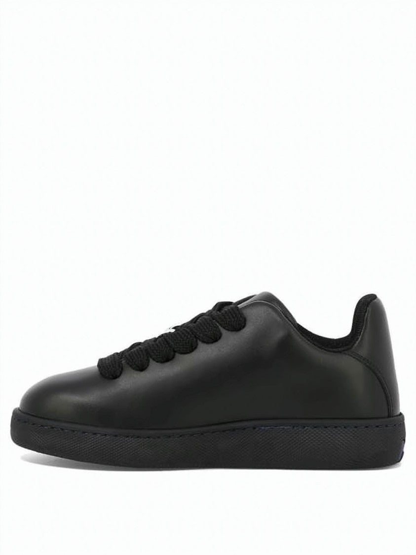 Burberry Low-Top Black Leather Sneakers With Embossed Logo