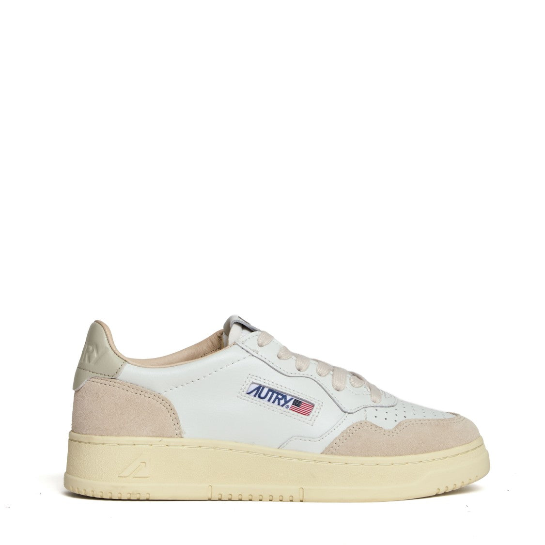 Autry White Beige Leather Medalist Low Sneakers