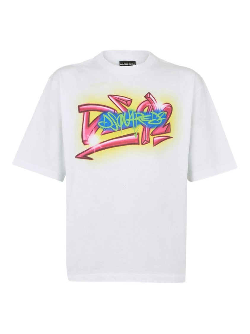 Dsquared2 White Graphic Print Crew Neck T-Shirt