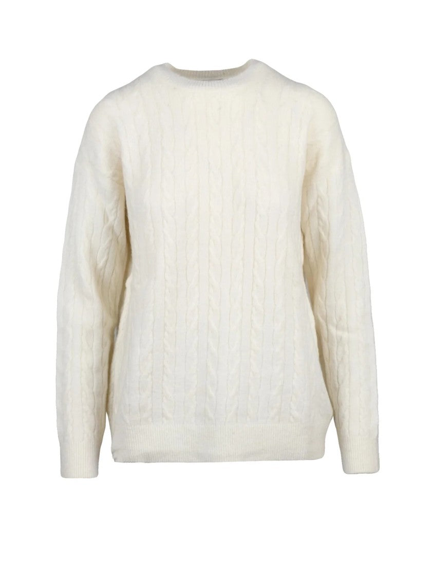 Ballantyne Textured Cable Knit Crew Neck Pullover In Alpaca Blend
