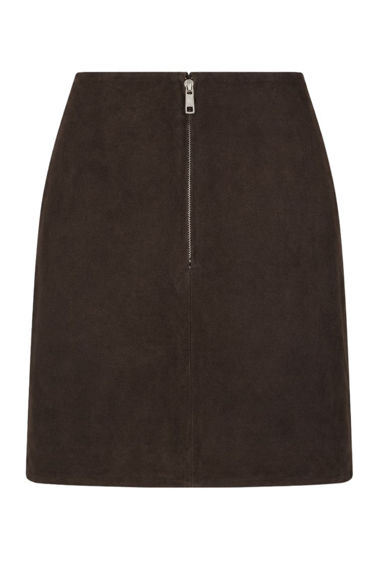 Rotate Brown Suede Flared Mini Skirt