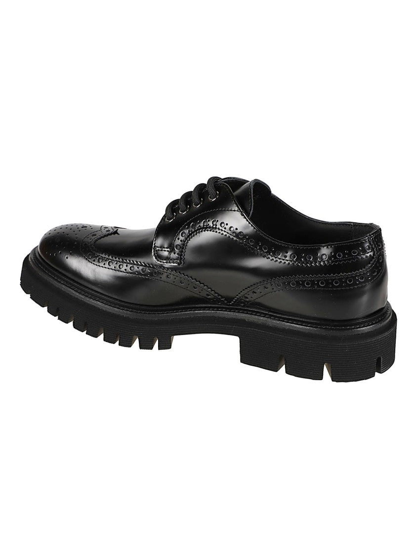 Baldinini Polished Calf Leather Brogue Derby Shoes