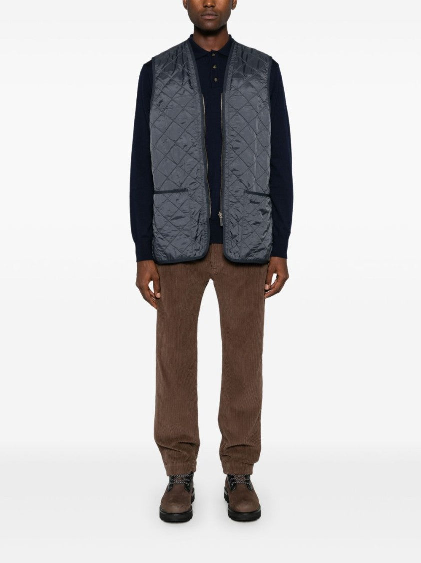 Barbour Navy Blue Padded Waistcoat With Diamond Quilting