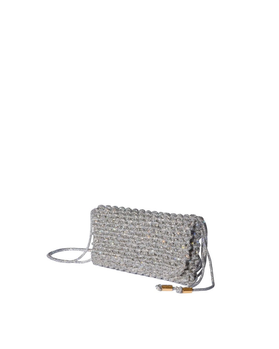 Hibourama Aurora Compact Woven Crystal Jewel Shoulder Bag