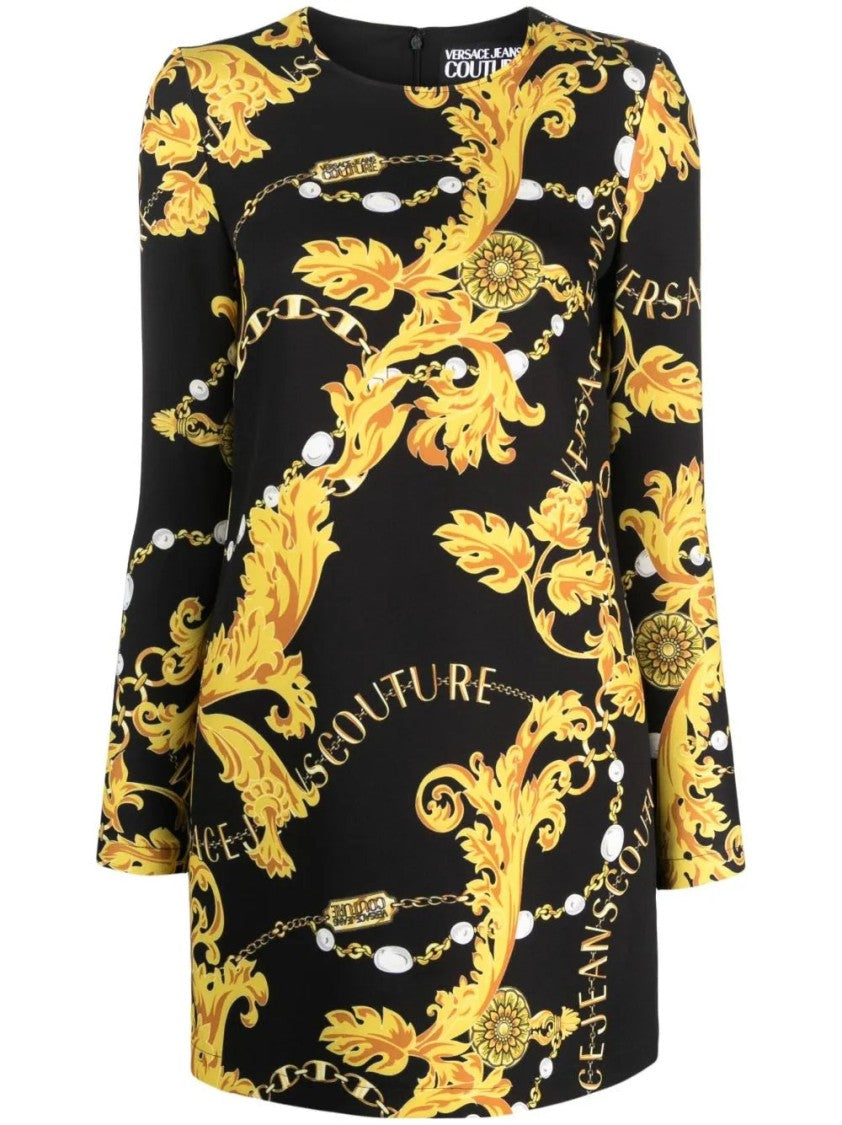 Versace Jeans Couture Intricate Black Chain Mini Dress