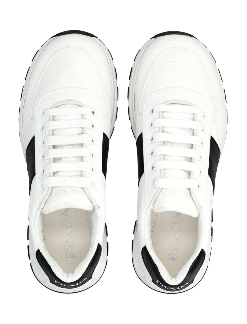 Prada Technical Fabric Sneakers With Contrasting Leather Band