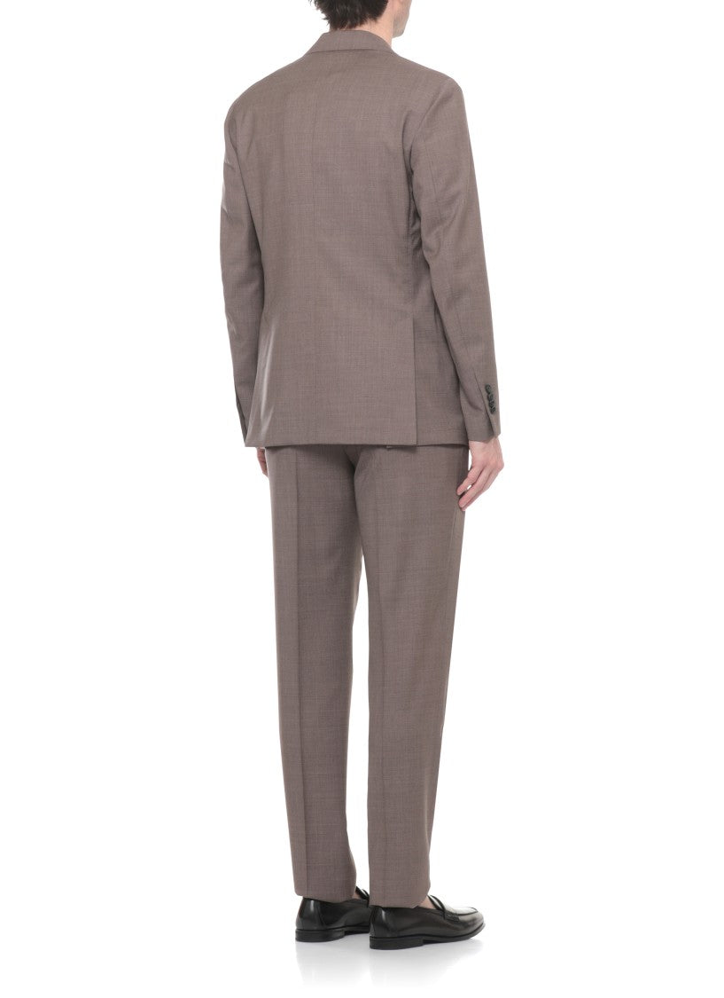 Lardini Brown Wool Lapel Pin Suit