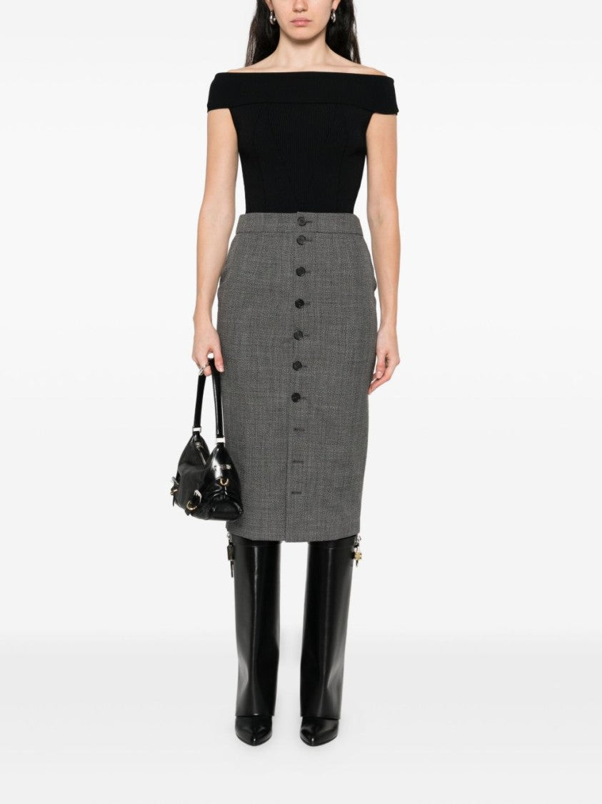 Givenchy Black Off-Shoulder Ribbed Texture Top