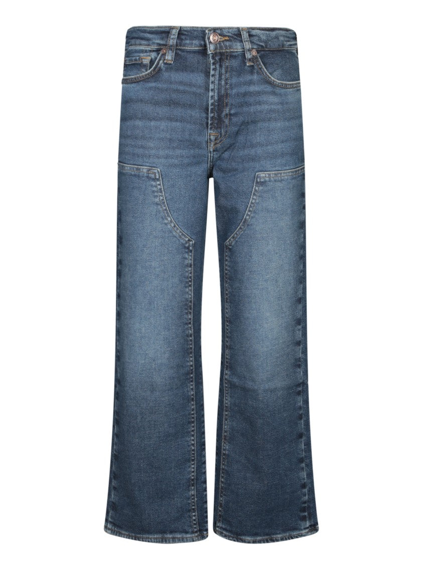 7 For All Mankind Cropped Wide-Leg Jeans With Subtle Fading