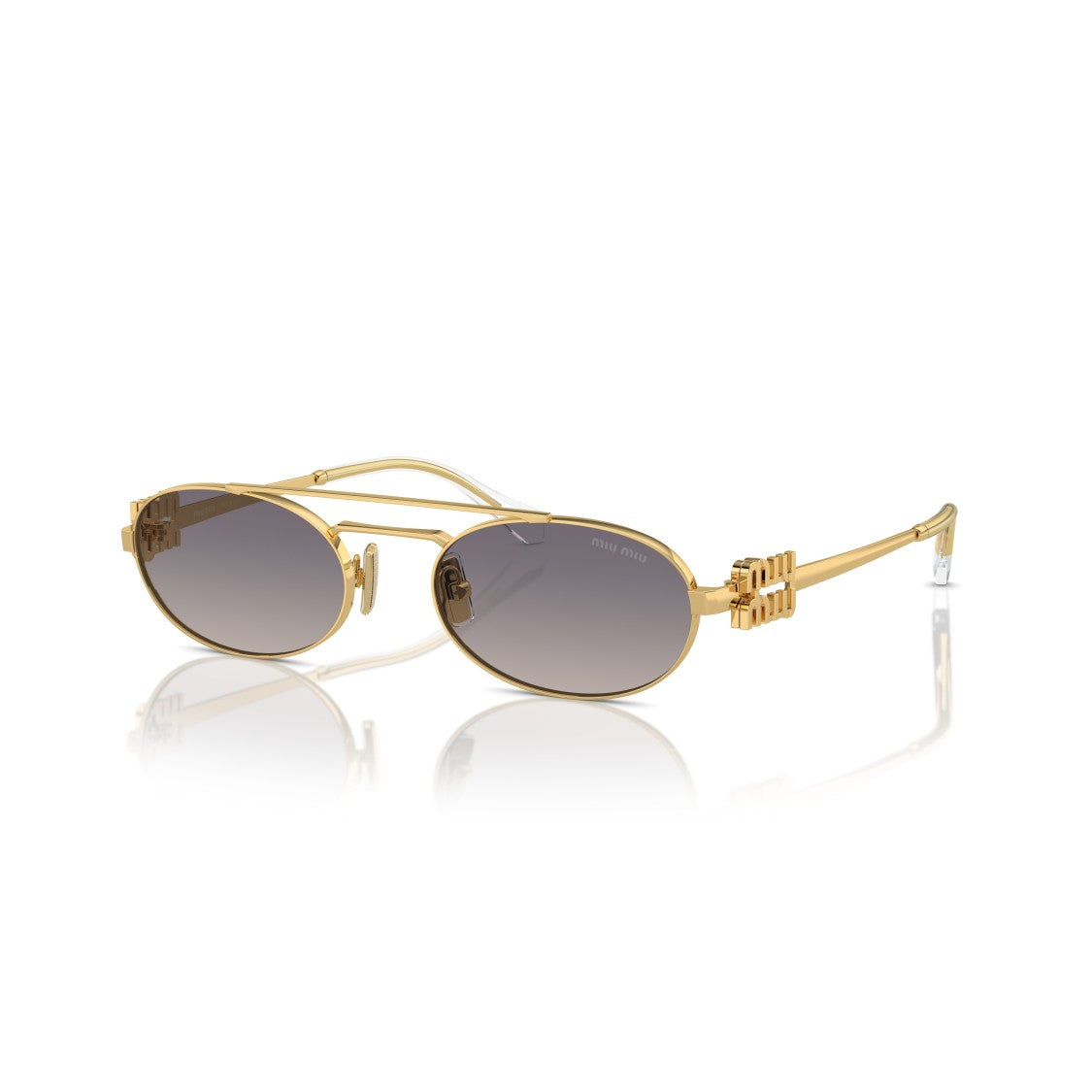 Miu Miu 0Mu 54Zs Oval Gold-Toned Metal Sunglasses