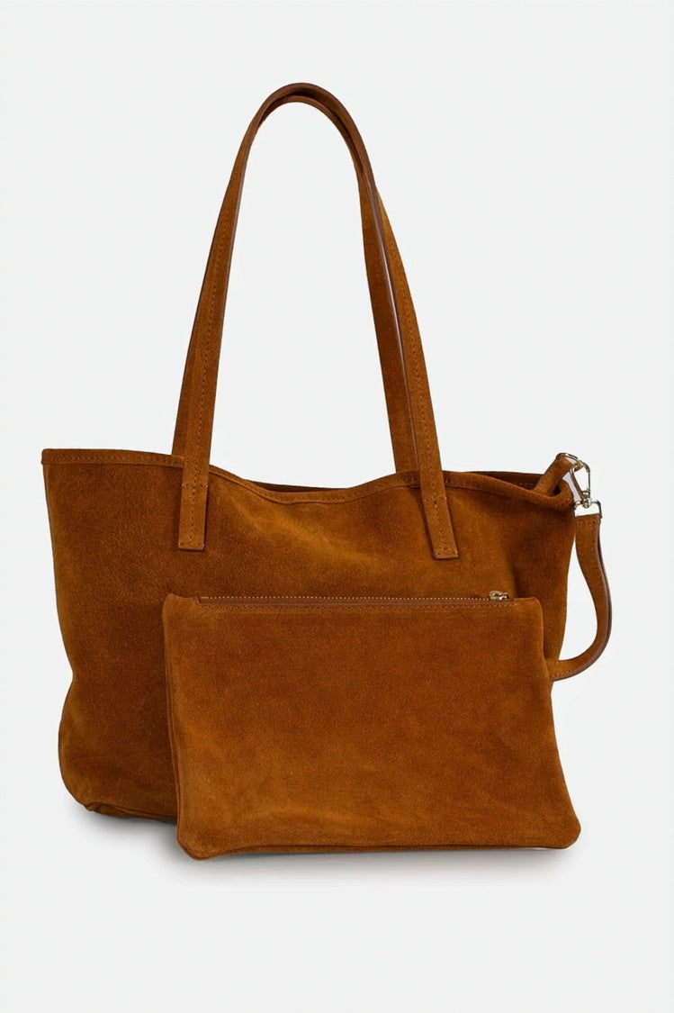 Mc2 Saint Barth Rectangular Suede Tote Bag With Embossed Logo