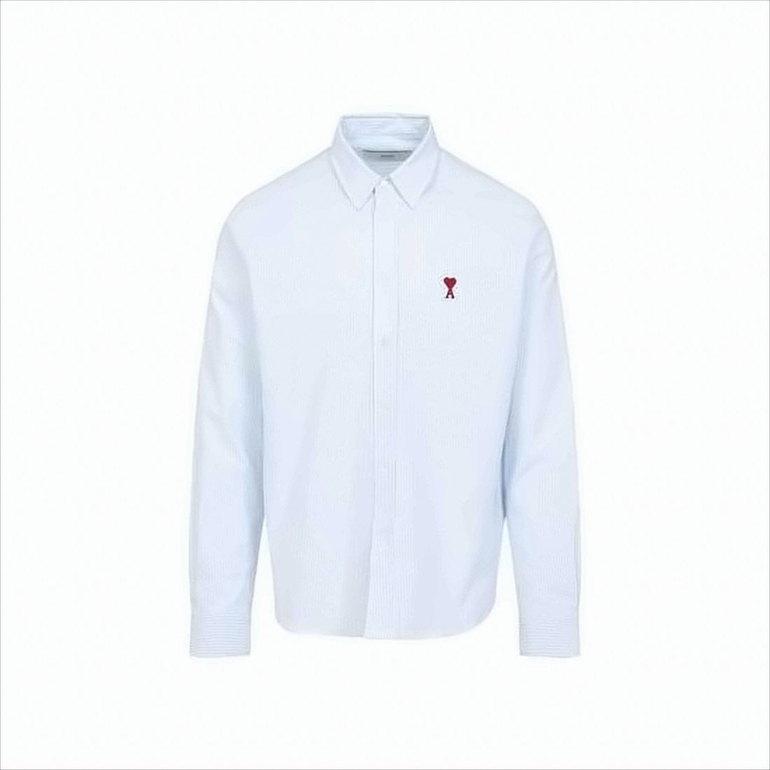 Ami Paris Light Blue And White Pinstripe Long-Sleeve Shirt