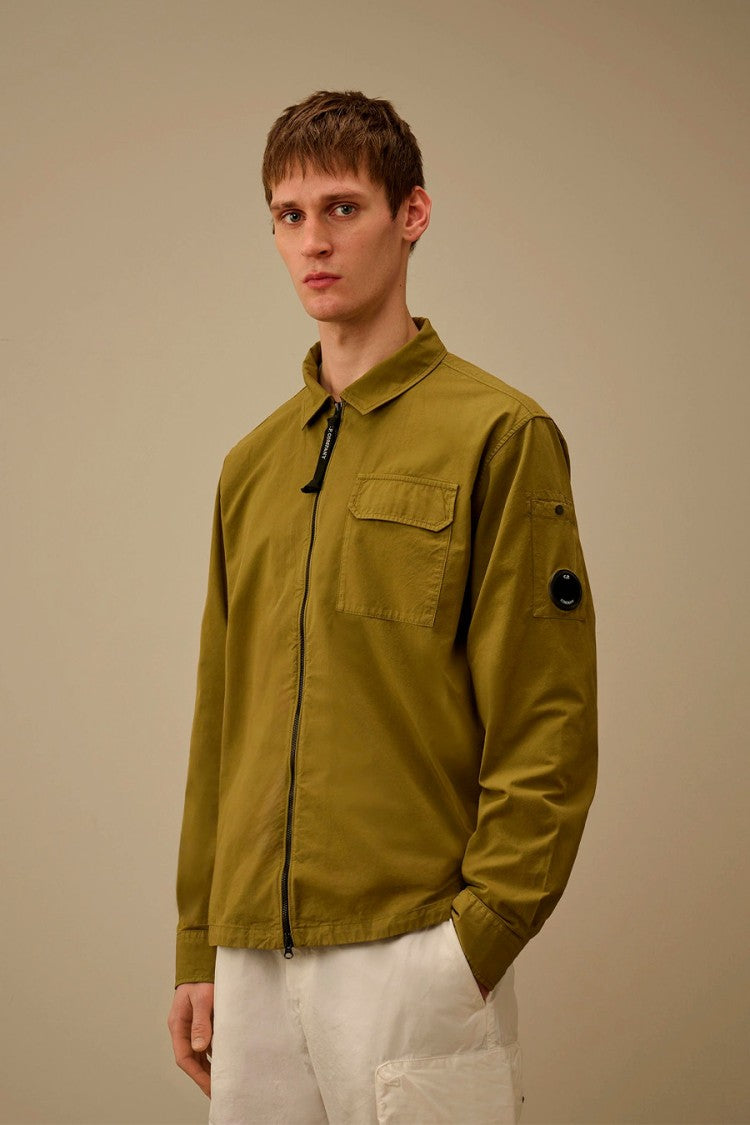 C.P. Company Mustard Lens Detail Collared Cotton Overshirt
