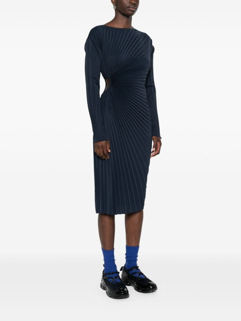 Kenzo Midnight Blue Fully Pleated Pencil Dress