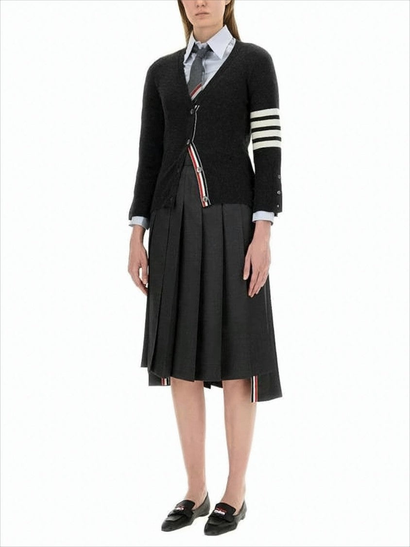 Thom Browne Fitted Cashmere Cardigan With Deep V-Neck And Button Details